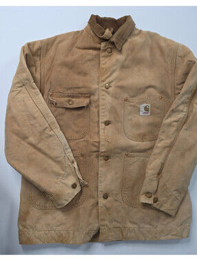 Vtg Carhartt Blanket Lined Detroit USA Lg Chore Jacket Distressed Grunge Japan